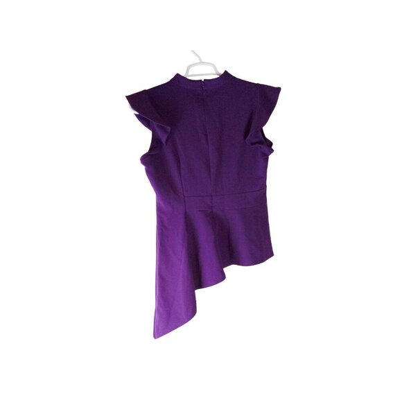 7th Avenue Womens Top Purple Flutter Sleeve Blouse Asymmetrical Hem Size L - Picture 2 of 12